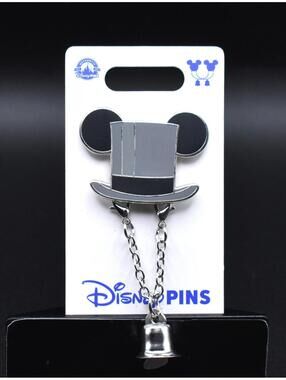 Disney Groom's Top Hat Mickey and Minnie Wedding Bell Dangle Pin (C3)